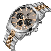 Beverly Hills Polo Club Men's Multifunction Watch with White Mother of Pearl Dial and Silver and Rose Gold Stainless Steel Band, BP3782X.560