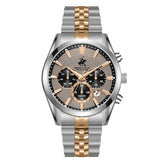 Beverly Hills Polo Club Men's Multifunction Watch with White Mother of Pearl Dial and Silver and Rose Gold Stainless Steel Band, BP3782X.560