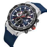 Beverly Hills Polo Club Men's Multifunction Watch with Dark Blue Dial and Blue Silicone Band, BP3784X.399