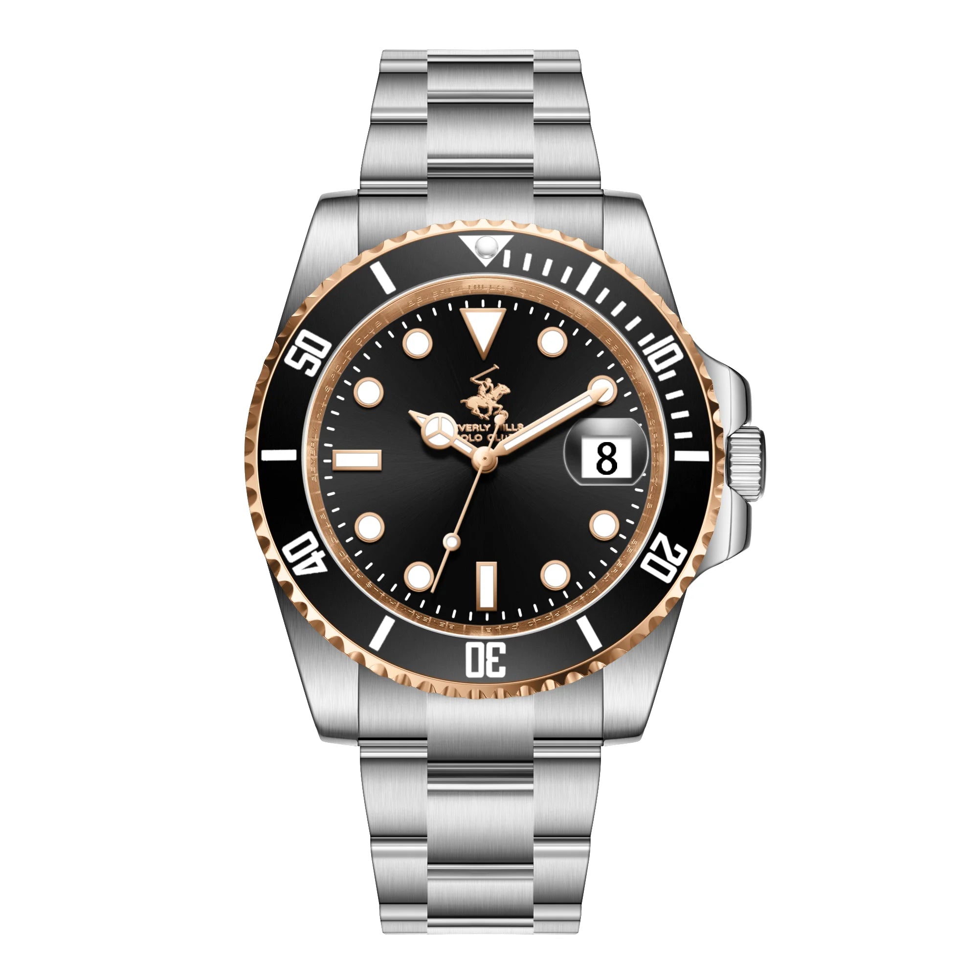 Beverly Hills Polo Club, Men's, Analog Watch, Black Dial, with Stainless Steel Band, BH-BP3791X.550