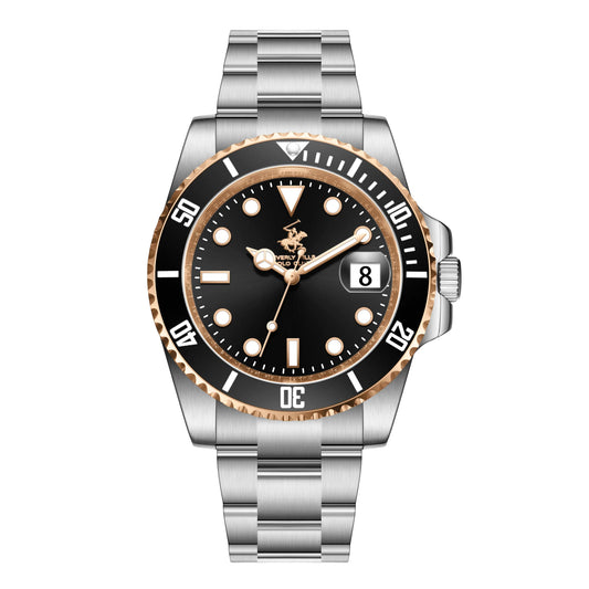 Beverly Hills Polo Club, Men's, Analog Watch, Black Dial, with Stainless Steel Band, BH-BP3791X.550