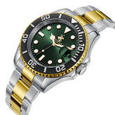 Beverly Hills Polo Club Men's Date Analog Watch with Dark Green Dial and Silver and Gold Stainless Steel Band, BP3797X.270