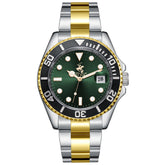 Beverly Hills Polo Club Men's Date Analog Watch with Dark Green Dial and Silver and Gold Stainless Steel Band, BP3797X.270