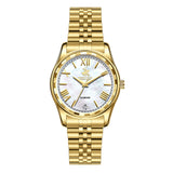 Beverly Hills Polo Club Women's Analog Watch, Mother Of Pearl Dial With Golden Stainless Steel Band, BP3808C.120