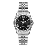 Beverly Hills Polo Club Women's Analog Watch, Black Dial With Silver Stainless Steel Band, BP3808C.350