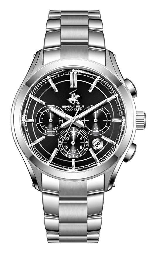 Beverly Hills Polo Club, Men's, Analog Watch, Black Dial, with Stainless Steel Band, BH-BP3812X.350