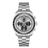 Beverly Hills Polo Club Men's Analog Watch, Silver Dial Multi-Function Silver Stainless Steel Band, BP3814X.330