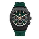 Beverly Hills Polo Club Men's Analog Watch, Black Dial Multi-Function With Green Silicon Strap, BP3815X.675