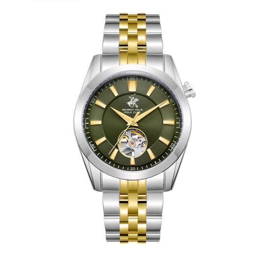 Beverly Hills Polo Club, Men's, Analog Watch, Green Dial, with Stainless Steel Band, BH-BP3816X.270