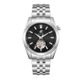 Beverly Hills Polo Club Men's Automatic Watch with Black Dial and Silver Stainless Steel Band, BP3816X.350