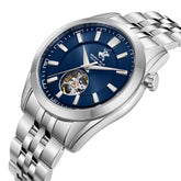 Beverly Hills Polo Club Men's Automatic Watch with Dark Blue Dial and Silver Stainless Steel Band, BP3816X.390
