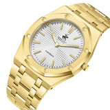 Beverly Hills Polo Club Men's Slim Analog Watch, Silver Dial With Golden Metal Band, BP3825X.130