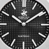 Beverly Hills Polo Club Men's Slim Analog Watch, Gun Black Dial With Silver Metal Band, BP3825X.350