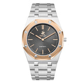 Beverly Hills Polo Club Men's Slim Analog Watch, Gun Dial With Silver Metal Band, BP3825X.560