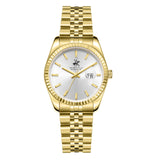 Beverly Hills Polo Club Women's Analog Watch, Silver Dial With Golden Stainless Steel Band, BP3827X.130
