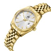 Beverly Hills Polo Club Women's Analog Watch, Silver Dial With Golden Stainless Steel Band, BP3827X.130