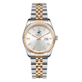 Beverly Hills Polo Club Women's Analog Watch, Silver Dial  With Two Tone Stainless Steel Band, BP3827X.530