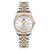 Beverly Hills Polo Club Women's Analog Watch, Silver Dial With Two Tone Stainless Steel Band, BP3827X.530