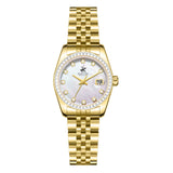 Beverly Hills Polo Club Women's Analog Watch, Mother Of Pearl Dial With Golden Stainless Steel Band, BP3828X.120