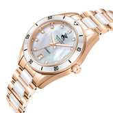 Beverly Hills Polo Club Women's Analog Watch, Mother Of Pearl Dial With Stainless Steel & Ceramic Band, BP3829X.420