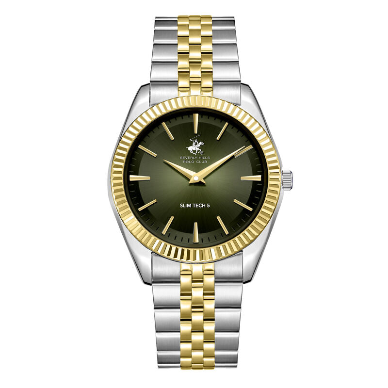 Beverly Hills Polo Club, Men's, Analog Watch, Green Dial, with Stainless Steel Band, BH-BP3830X.270