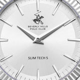 Beverly Hills Polo Club Men's Slim Analog Watch, Silver Dial With Silver Stainless Steel Band, BP3830X.330