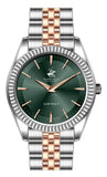 Beverly Hills Polo Club Men's Slim Analog Watch, Green Dial  With Two Tone Stainless Steel Band, BP3830X.570