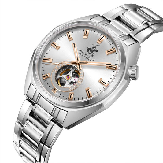 Beverly Hills Polo Club, Men's, Analog Watch, Silver Dial, with Stainless Steel Band, BH-BP3834X.360