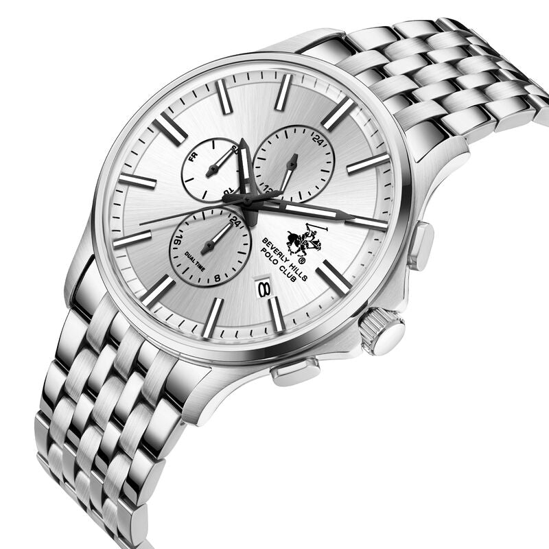 Beverly Hills Polo Club, Men's, Analog Watch, White Dial, with Stainless Steel Band, BH-BP3852X.330