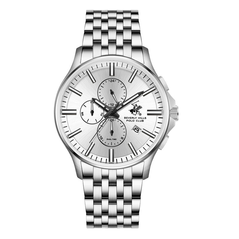 Beverly Hills Polo Club, Men's, Analog Watch, White Dial, with Stainless Steel Band, BH-BP3852X.330