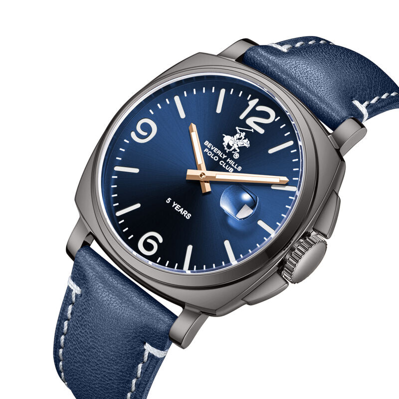 Beverly Hills Polo Club, Men's, Analog Watch, Blue Dial, with Leather Band, BH-BP3867X.099