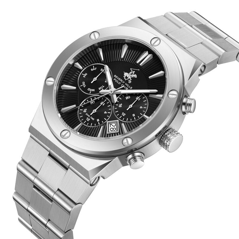 Beverly Hills Polo Club, Men's, Analog Watch, Black Dial, with Stainless Steel Band, BH-BP3871X.350