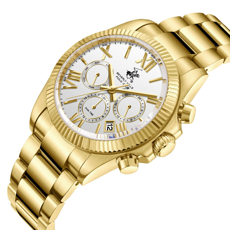 Beverly Hills Polo Club, Men's, Analog Watch, Gold Dial, with Stainless Steel Band, BH-BP3874X.130