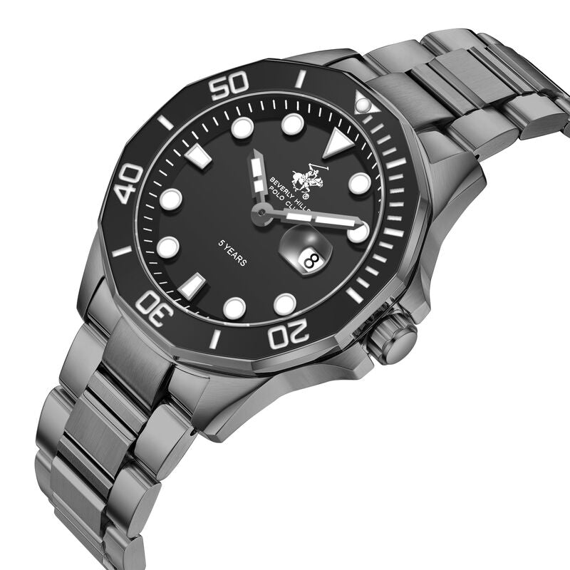 Beverly Hills Polo Club, Men's, Analog Watch, Black Dial, with Stainless Steel Band, BH-BP3878X.050