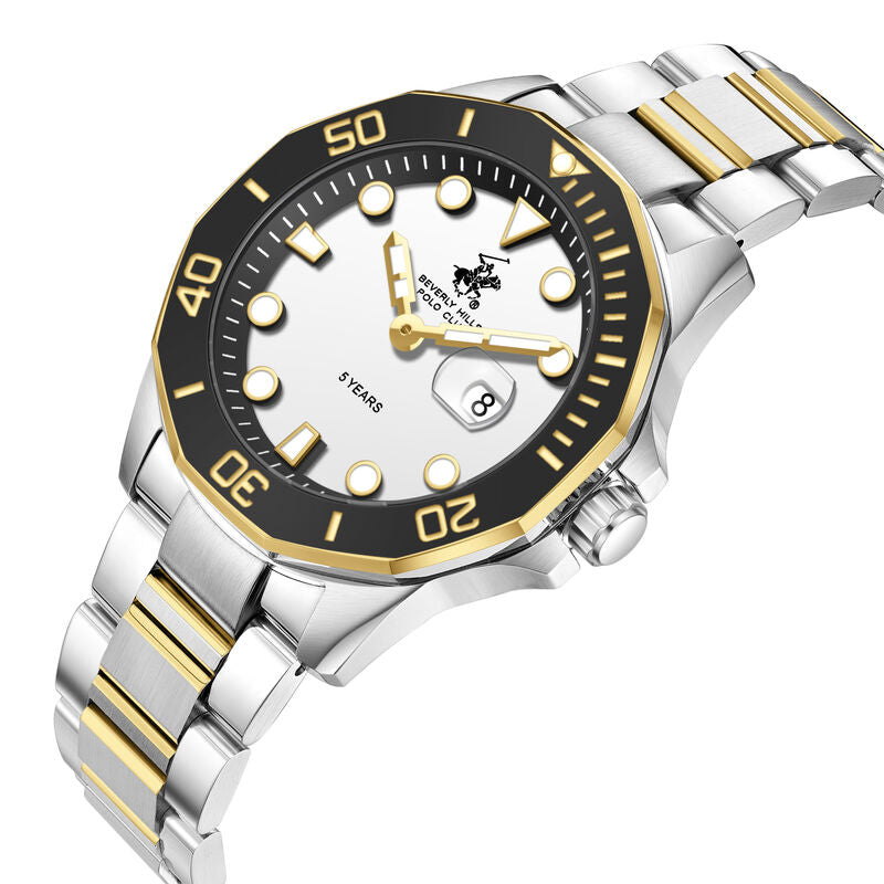 Beverly Hills Polo Club, Men's, Analog Watch, White Dial, with Stainless Steel Band, BH-BP3878X.230