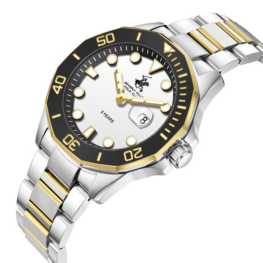 Beverly Hills Polo Club, Men's, Analog Watch, White Dial, with Stainless Steel Band, BH-BP3878X.230