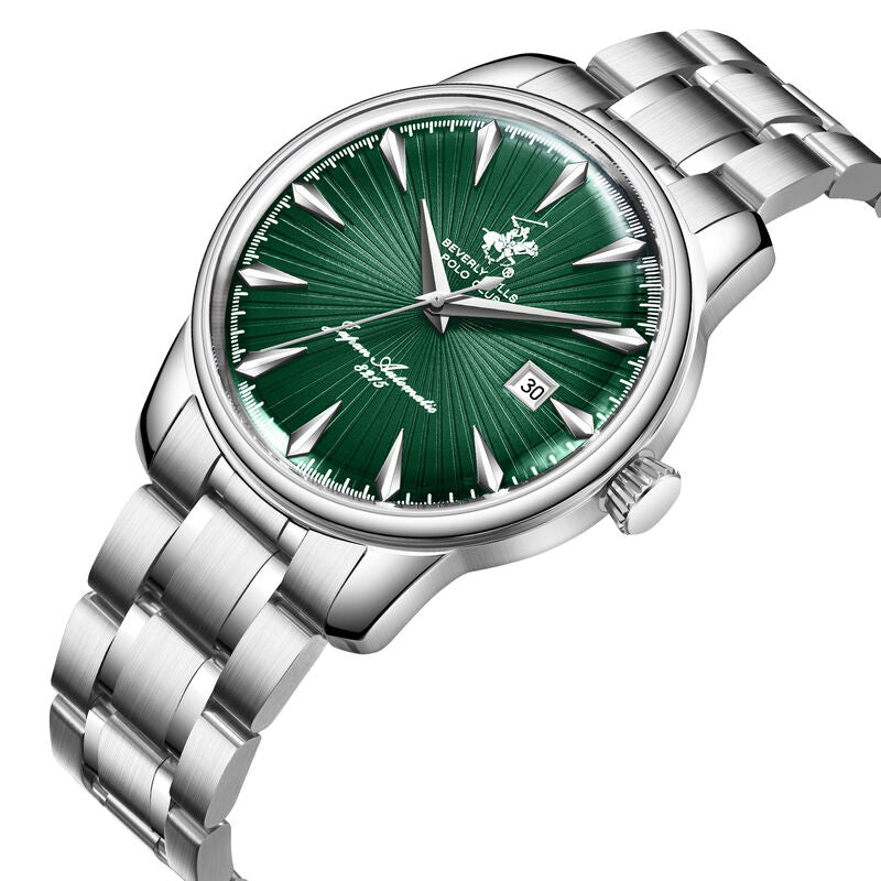 Beverly Hills Polo Club, Men's, Analog Watch, Green Dial, with Stainless Steel Band, BH-BP3880X.350