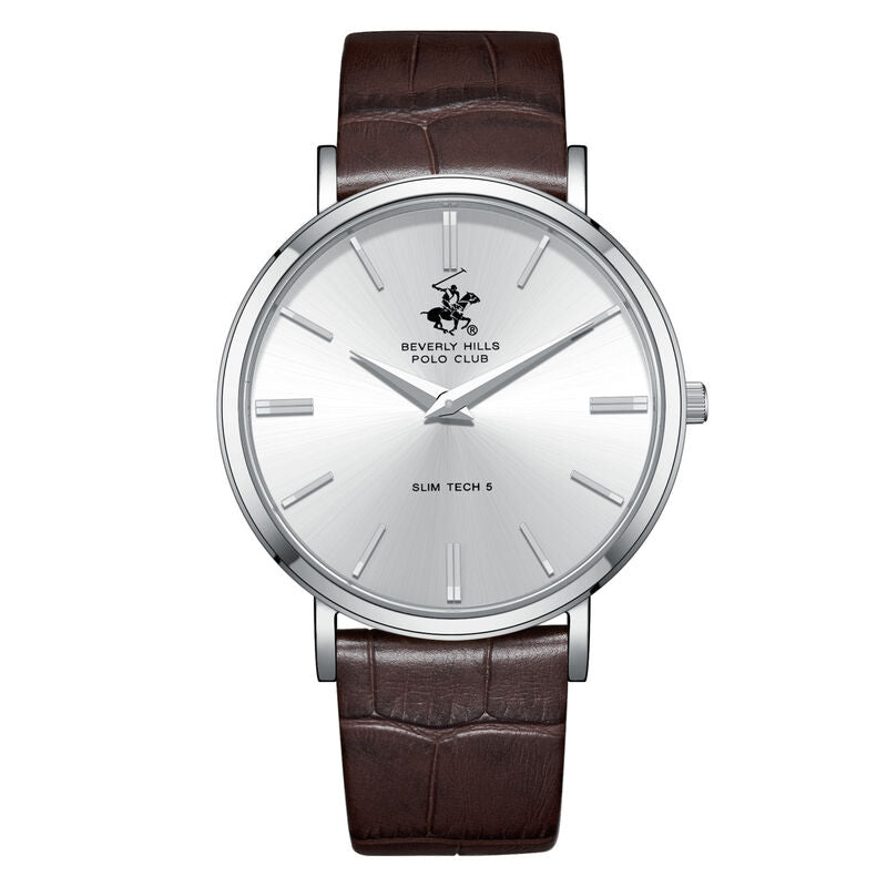 Beverly Hills Polo Club, Men's, Analog Watch, Silver Dial, with Leather Band, BH-BP3885X.362