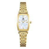 Beverly Hills Polo Club Women's Diamond Accent Analog Watch with White Mother of Pearl Dial and Gold Stainless Steel Band, BP3892C.120
