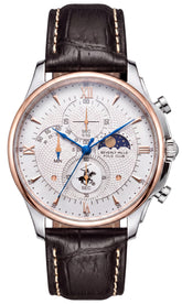 Beverly Hills Polo Club Men's Multifunction Watch with Silver Dial and Dark Brown Leather Band, BP3893X.532