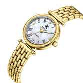 Beverly Hills Polo Club Women's Diamond Accent Analog Watch with White Mother of Pearl Dial and Gold Stainless Steel Band, BP3894X.120