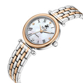Beverly Hills Polo Club Women's Diamond Accent Analog Watch with White Mother of Pearl Dial and Silver and Rose Gold Stainless Steel Band, BP3894X.520