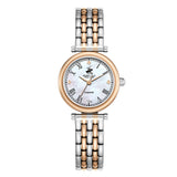 Beverly Hills Polo Club Women's Diamond Accent Analog Watch with White Mother of Pearl Dial and Silver and rose-gold-111 Stainless Steel Band, BP3894X.520