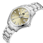 Beverly Hills Polo Club Men's Date Analog Watch with Gold Dial and Silver Stainless Steel Band, BP3896X.310