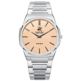 Beverly Hills Polo Club Men's Analog Watch with Salmon Dial and Silver Stainless Steel Band, BP3897X.301