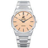 Beverly Hills Polo Club Men's Analog Watch with Salmon Dial and Silver Stainless Steel Band, BP3897X.301