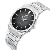 Beverly Hills Polo Club Men's Analog Watch with Gunmetal Black Dial and Silver Stainless Steel Band, BP3897X.350