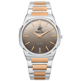 Beverly Hills Polo Club Men's Analog Watch with Dark Brown Dial and Silver and Rose Gold Stainless Steel Band, BP3897X.540