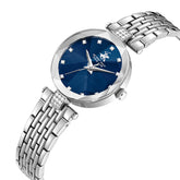 Beverly Hills Polo Club Women's Analog Watch with Dark Blue Dial and Silver Stainless Steel Band, BP3899X.390