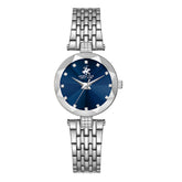 Beverly Hills Polo Club Women's Analog Watch with Dark Blue Dial and Silver Stainless Steel Band, BP3899X.390